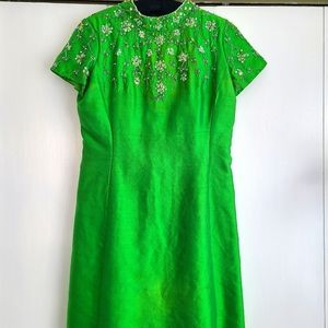 Vintage beaded green dress